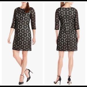 Jessica Howard black and nude lined lace shift dress new size 22 W